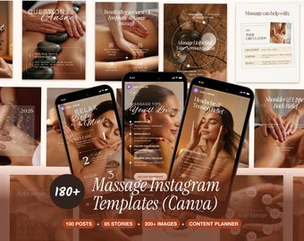 Masseur Instagram Templates, Social Media Marketing Kit (Canva)
