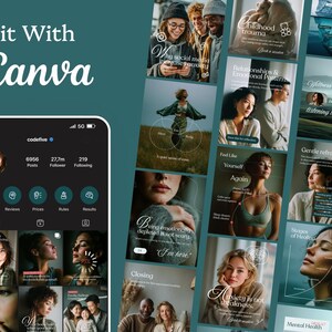 Therapist Instagram Templates, Mental Health Canva Posts, Psychology Social Media Kit bild 3