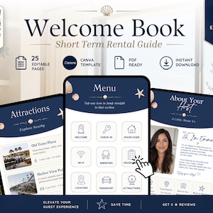 Airbnb Welcome Book Canva Template | Editable Guest Guide for Short Term Rental (Digital Download) image 1