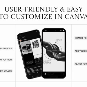 Therapist Instagram Templates | Black White Canva Posts (Digital Download) image 9