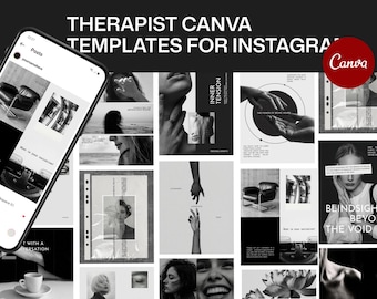 Therapeut Instagram Vorlagen | Schwarz Weiss Canvas Posts (Digitaler Download)