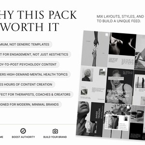 Therapist Instagram Templates | Black White Canva Posts (Digital Download) image 2