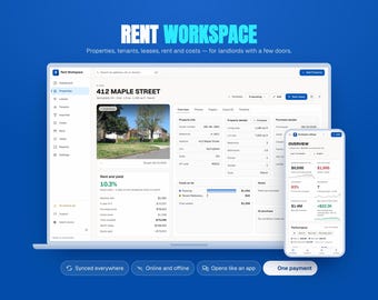 Landlord Property Management App | Rent, Tenant, Lease Tracker (Digital Download)