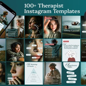 Therapist Instagram Templates, Mental Health Canva Posts, Psychology Social Media Kit bild 1