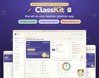 Teacher Planner App | Attendance Tracker, Gradebook, Reports (No Subscription)