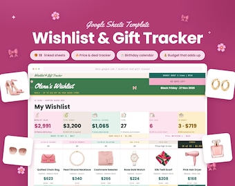 Google Tabellen Wunschliste & Geschenkplaner | Preis-, Budget- und Geburtstagsplaner (Digitaler Download)