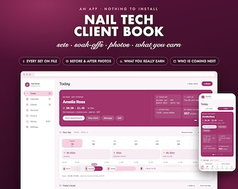 Nail Tech Client Book App | Appointment Planner, Client Records, Money Tracker (Digital Download)