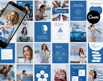 Therapist Instagram Templates | Mental Health Canva Posts (Digital Download)