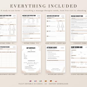 Massage Therapy Forms Bundle, Editable Canva Template, Client Intake, Consent, SOAP Notes, Printable A4 immagine 3