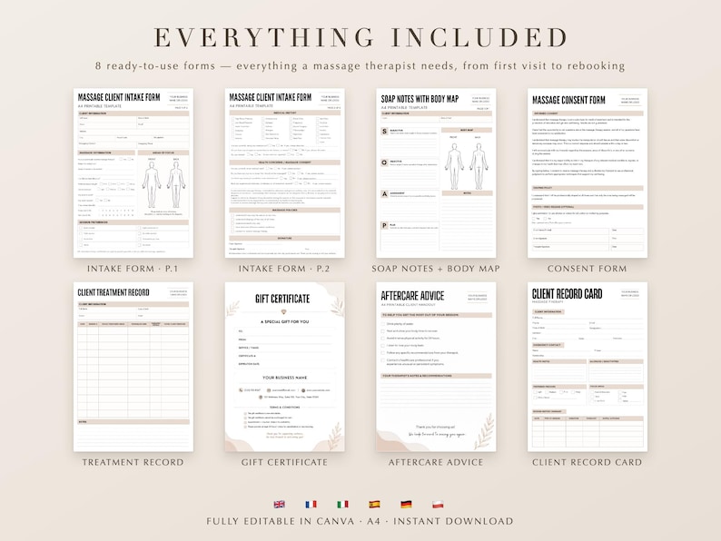 Massage Therapy Forms Bundle, Editable Canva Template, Client Intake, Consent, SOAP Notes, Printable A4 immagine 3