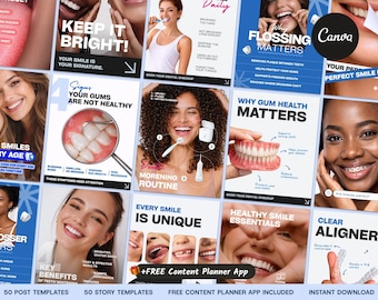 Dental Social Media Templates for Instagram | Canva Posts, Clinic Marketing