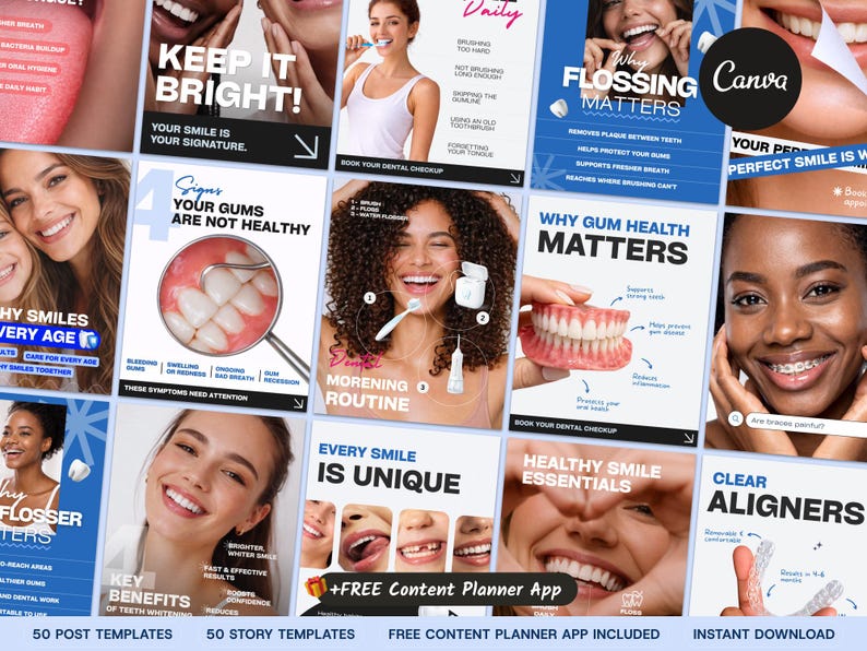 Dental Social Media Templates | Canva Posts, Clinic Marketing (Digital Download)