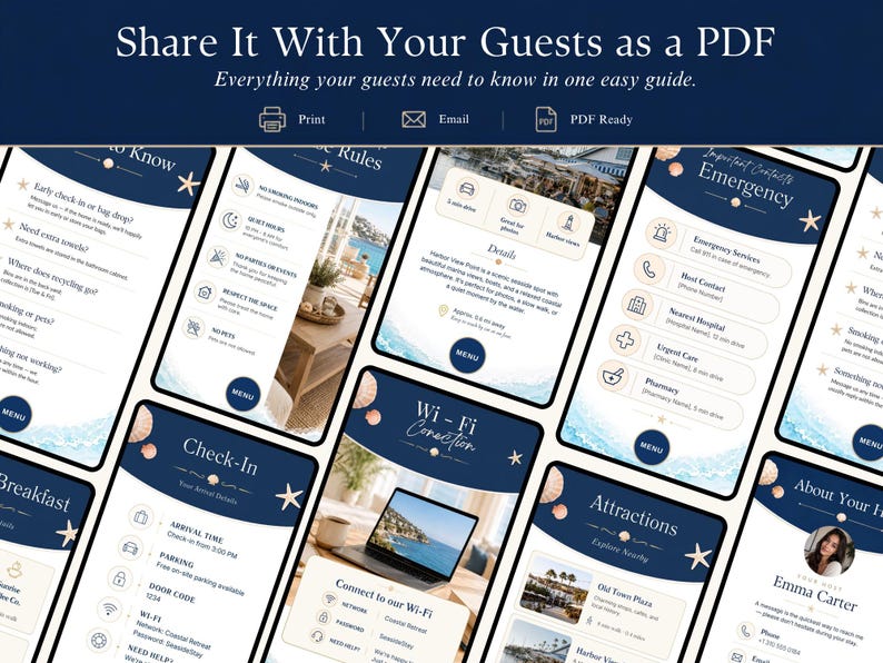 Airbnb Welcome Book Canva Template | Editable Guest Guide for Short Term Rental (Digital Download) image 2
