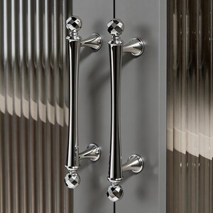 Silver Cabinet Pull, Bathroom Vanity Pulls, Hammered Handle