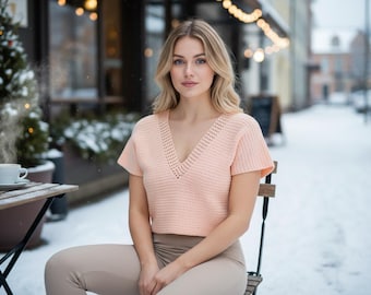 Women V Neck Crochet Shirt Pattern PDF