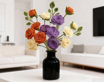 Schema per bouquet di rose all'uncinetto in formato PDF – Fiori fatti a mano per la decorazione della casa