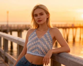 Crochet Summer Breeze Crop Top Pattern PDF – Granny Stitch Halter