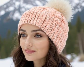 Patrón de gorro de lana a crochet (PDF) – Gorro de invierno de punto trenzado
