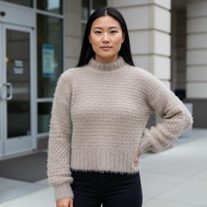 Fluffy Textured Sweater Knitting Pattern PDF