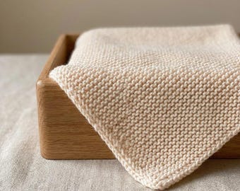 Patrón de manta de bebé tejida a dos agujas, punto bobo, manta suave para principiantes (PDF)