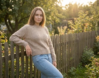 Modello per maglione lavorato a maglia, maglione comodo e rilassato, pullover in morbida lana merino (PDF)