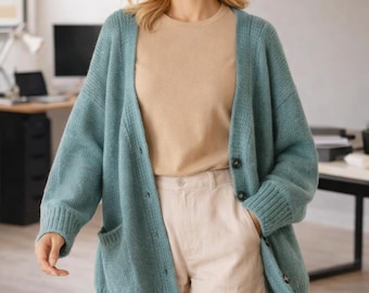 Oversized Knit Cardigan Pattern PDF XS 4XL