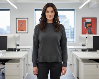 Broken Rib Sweater Knitting Pattern, Short Row Shoulder Pullover PDF