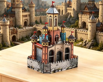 DIY Wood Castle Kit - 3D Medieval Puzzle Model - Fairytale Fantasy Decor - Kids Creative Gift