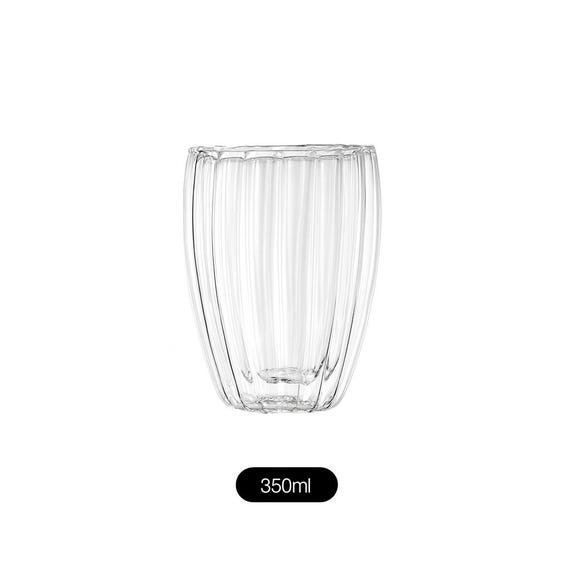 Double Wall Striated Glass Mug  Insulated Coffee and Tea Cup, 400ml - Etsy  Israel