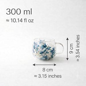 Dubbelväggig glasmugg med torkade blommor, värmebeständig 300 ml elegant presentmugg bild 4
