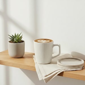 May include: A set of three ceramic mugs with a speckled, matte finish. The mugs are in shades of cream, light gray, and dark gray. Each mug has a simple, modern design and a rounded handle.