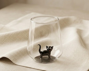 3D Cat Glass Mug: Transparent Animal Coffee Tea Cup for Cat Lovers