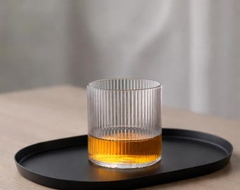 Vaso de vidrio transparente acanalado de 300 ml, artículos modernos para beber