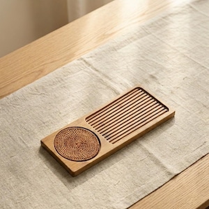 Ensemble de plateaux à thé en bambou fait main pour la cérémonie du thé Gongfu, utilisation au bureau à domicile