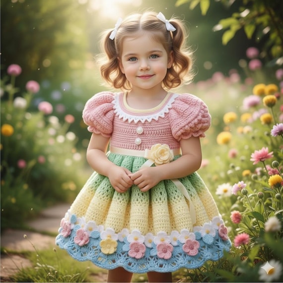 crochet puff flower dress Buy Pattern PDF | Floral Toddler Frock| Sleeve Girl | Rainbow Pattern | Instant Download Online in India Ikea Hemnes Dresser Black YGroup_kiki-smocked The Blank Canvas collection Size:L (10-12) Flower pattern