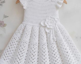 Patron de robe bébé blanche au crochet | Tutoriel robe en dentelle, nouveau-né à enfant (Téléchargement PDF)