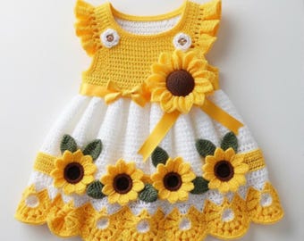 Crochet Sunflower | Baby Dress Pattern | Toddler Summer Outfit Digital Download