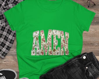 AMEN floral typography Tee | Christian faith shirt, botanical letter design