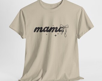 Mama Script Tee with Bow Detail | Soft Cotton Mom Shirt