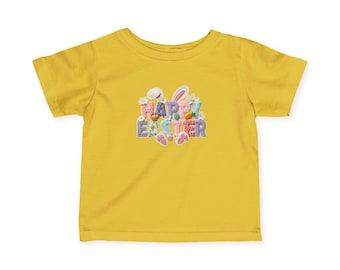 Happy Easter bunny letters Infant Tee | pastel eggs, spring holiday