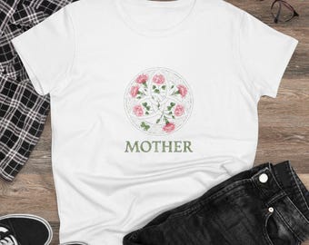 Mother Floral Wreath Tee | Pink Roses, Vintage Botanical