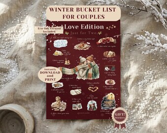 Paare Winter Bucket List Printable | Romantische Date Night Ideen | Weihnachtsbeziehung Ziele | Liebe Edition PDF
