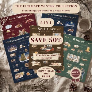 Ultimative Winter Bucket List Bundle PDF | Weihnachtsplaner Printable Familie & Paare | Slow Living, Selbstfürsorge | Digitale PNG Aufkleber