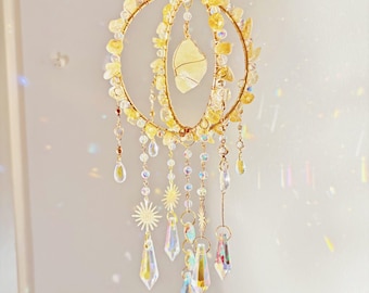 Luksusowy łapacz słońca z kryształu słonecznego, ozdoba ogrodowa, wystrój pokoju w stylu boho, ręcznie robiona zawieszka na okno, twórca tęczy, dzwonek wietrzny, wystrój domu