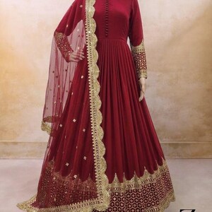 Designer Red Heavy Embroidered Sequence work Anarkali Gown,Salwar Kameez with Dupatta, Red Wedding Anarkali, Party wear Dress, Function wear