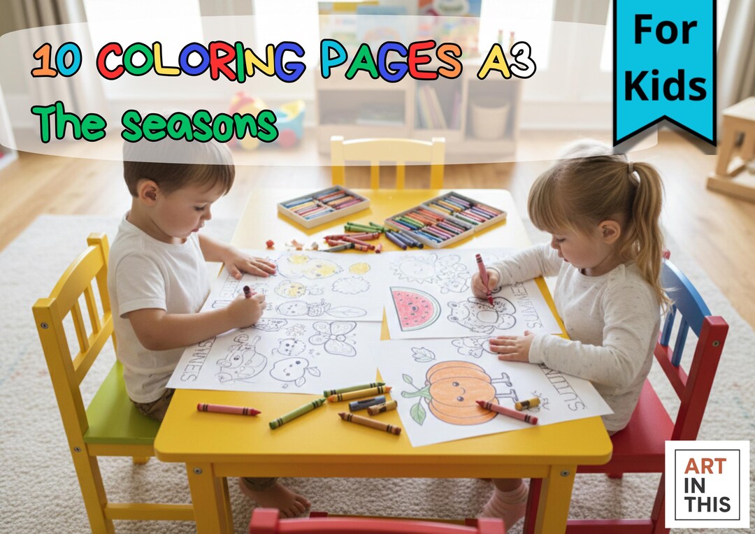 Seasons Coloring Pages – 10 Printable A3 Pages – Instant Download - Etsy