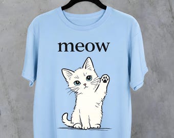 Miau PNG-Sublimation, süßes Katzen-Shirt-Design, Kawaii-Kätzchen DTF-Download, minimalistische Katzenliebhaber-Cliparts, lustige Katzenmama-Sublimation PNG