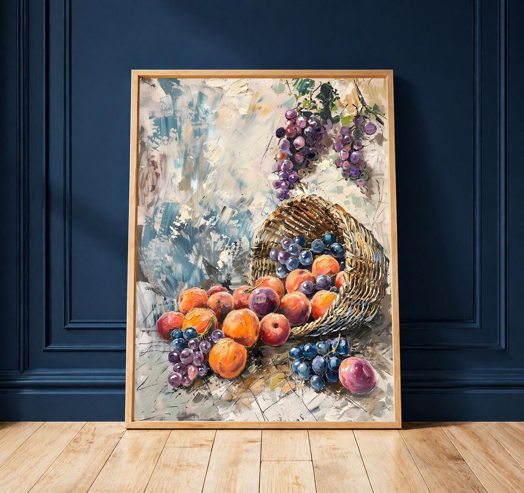 Fruit Basket Still Life Wall Art, Tuscan Kitchen Painting, Italian ...