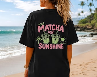 Matcha-Sublimationsdruck (PNG), Matcha- und Sonnenschein-Shirt-Design, Sommer-Matcha-Download (DTF), Retro-Matcha-Clipart, Rückendruck (PNG)