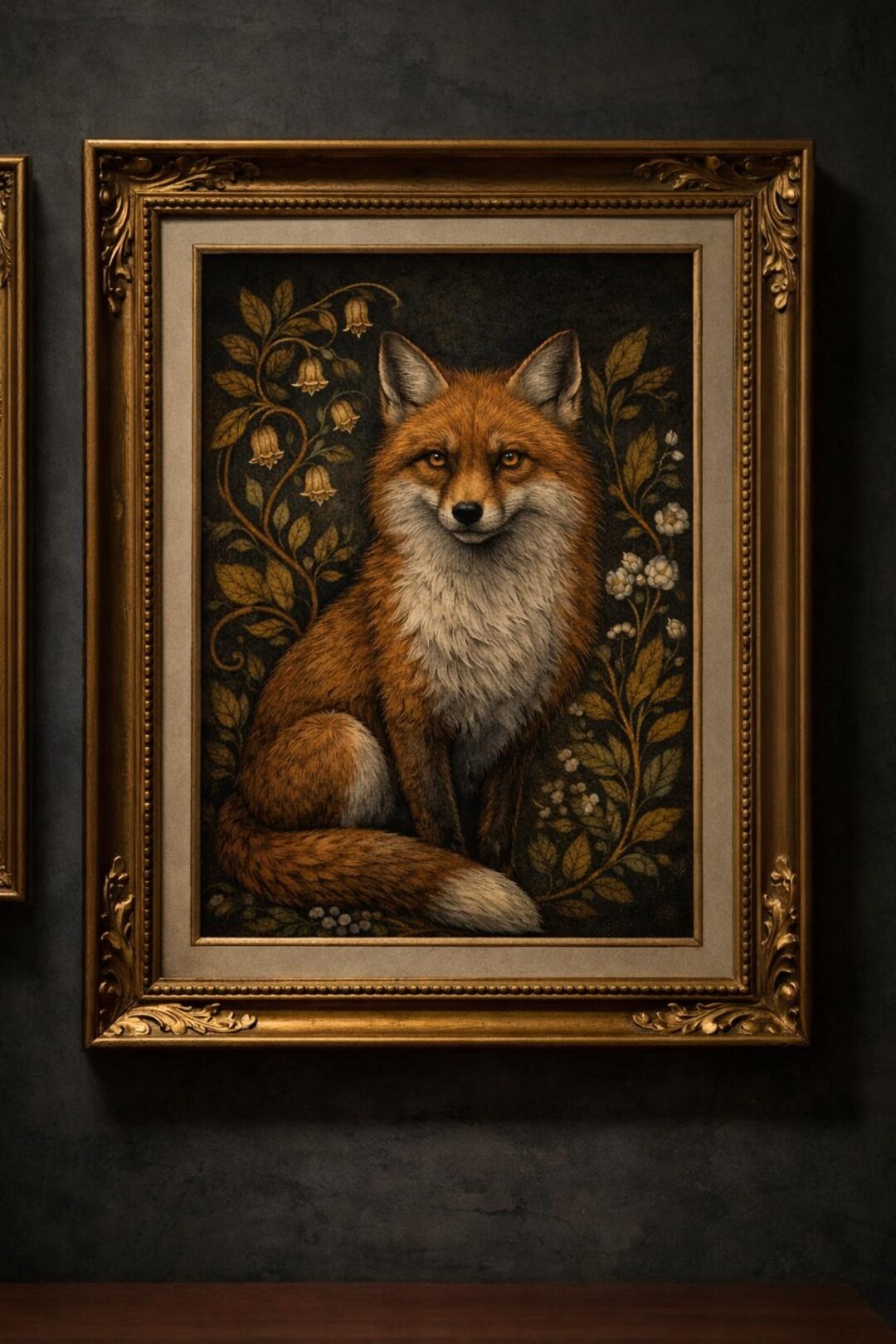 Moody Fox Wall Art – Dark Gothic Botanical Animal Print – Vintage Style ...